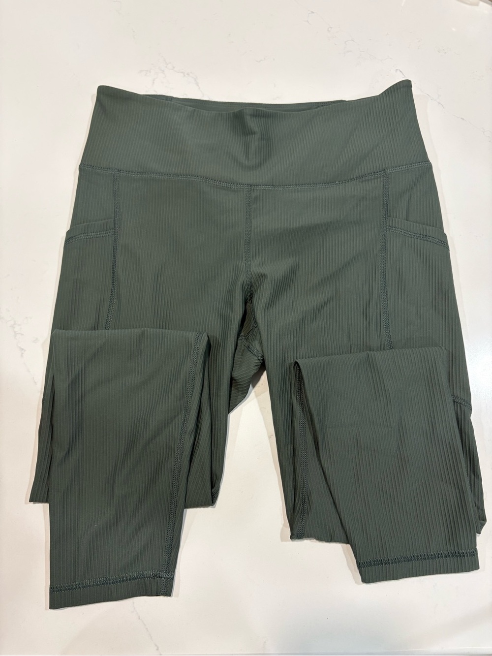 WMNS Old Navy Powersoft High-Waist Sage Green Ribbed Active Leggings Sz Large